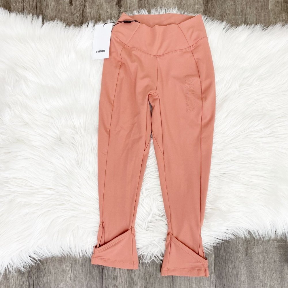 Gymshark Studio Cropped Leggings Womens XS High Waist Cutout Deep Blush